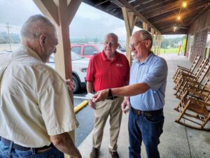 Chelsea Rose, Congressman John Rose and Hamblen County Mayor Chris Cutshaw address attendees to an event at Davy Crockett Restaurant Thursday morning. Rose won Grainger County but lost overall in the Republican Primary Race to be Tennessee Governor.